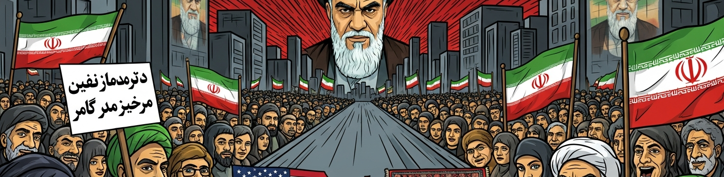 Crowd gathered in a Middle Eastern city square